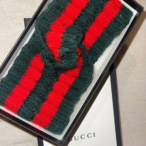 Wool Green & Red Striped Authentic Gucci Headband